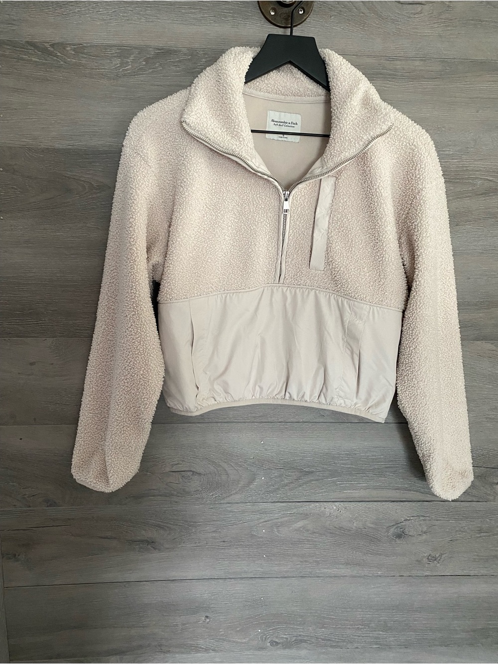 Abercrombie Soft A&F Sherpa Half Zip Mixed Media Pullover